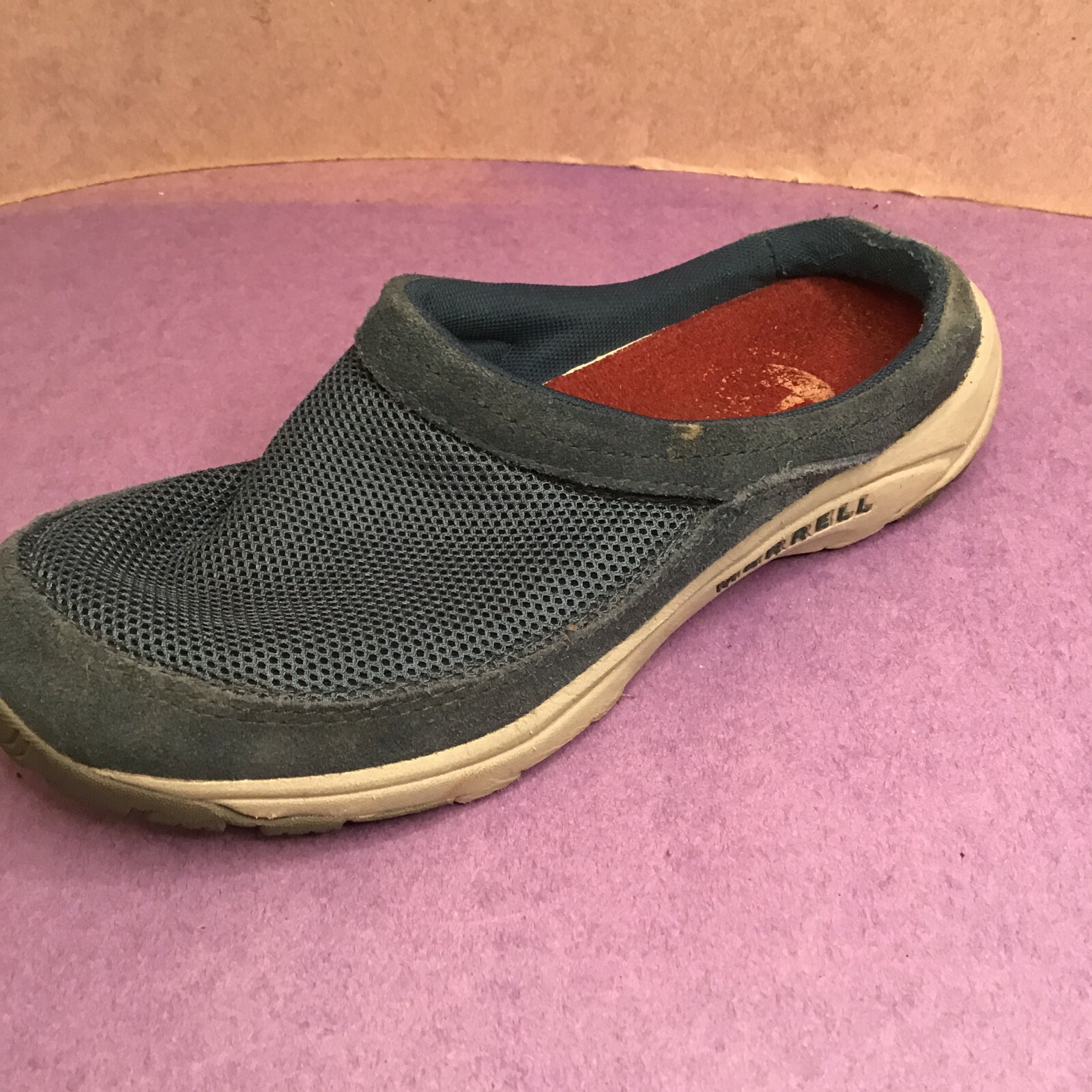 Merrell scarpe donna blu maiolica mocassini mules slip on scamosciate J090600 taglia 7 5
