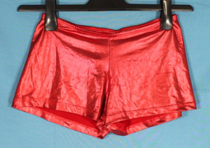 NATALIE DANCEWEAR Red Metallic Shorts NYLON/SPANDEX Dance Jazz Hip-Hop SA S ADLT