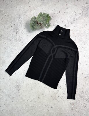 Vintage Bikkembergs Turtleneck Textured Sweaters Size M Black/Grey Men 