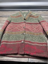 Coldwater Creek Woman’s Colorful Wool Blend Coat Jacket “s” Made in USA Aztec