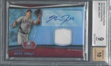MIKE TROUT 2012 BOWMAN PLATINUM REFRACTOR PROSPECT JERSEY AUTO BGS 9 w/ 10 AUTO