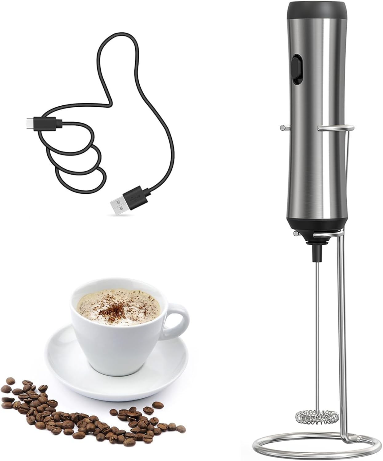 Rechargeable Handheld Electric Milk Frother for Perfect Foam Every Time-image