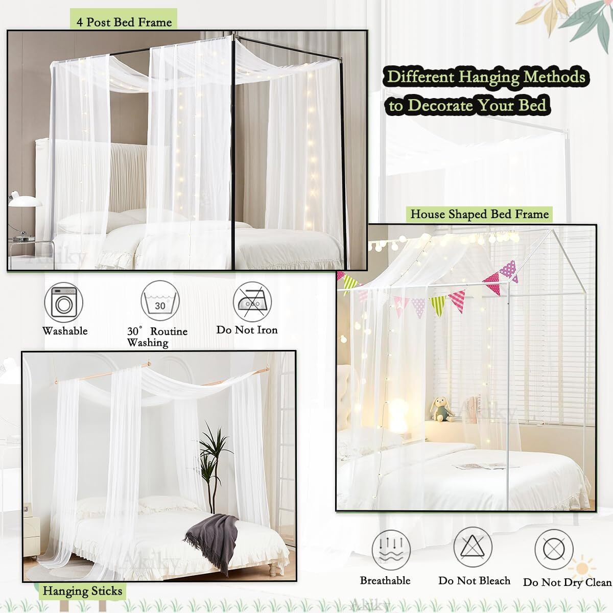 Bed canopy curtains (with lighted princess bed canopy scarf)