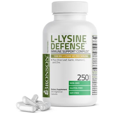 Bronson L-Lysine Defense Immune Support Complex 1500 MG L-Lysine Plus Olive L...