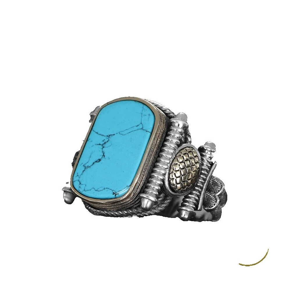 Anillos de banda de color turquesa para hombres