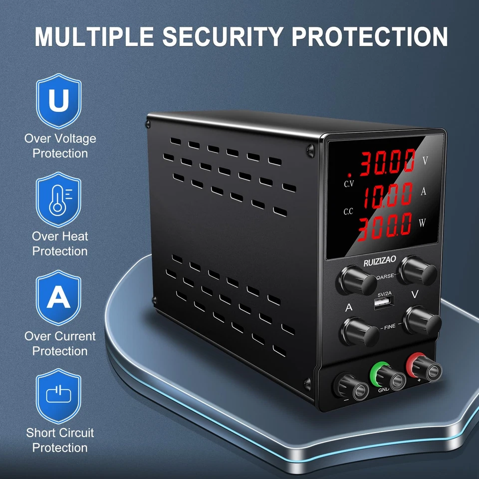 Verstellbares Netzteil 30 V 10 A DC Labornetzgerät Bank verstellbar 4-stellig... - Bild 3 von 4