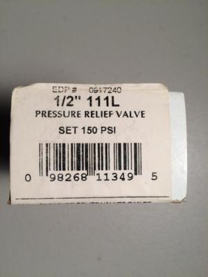 Watts 111L -Brass  1/2'' 150 PSI  PRESSURE RELIEF VALVE -WATER WELL TANK PUMP