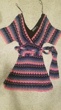 WOMENS GUESS METALLIC KNIT ZIG ZAG STYLE DRESS SMALL NWOT