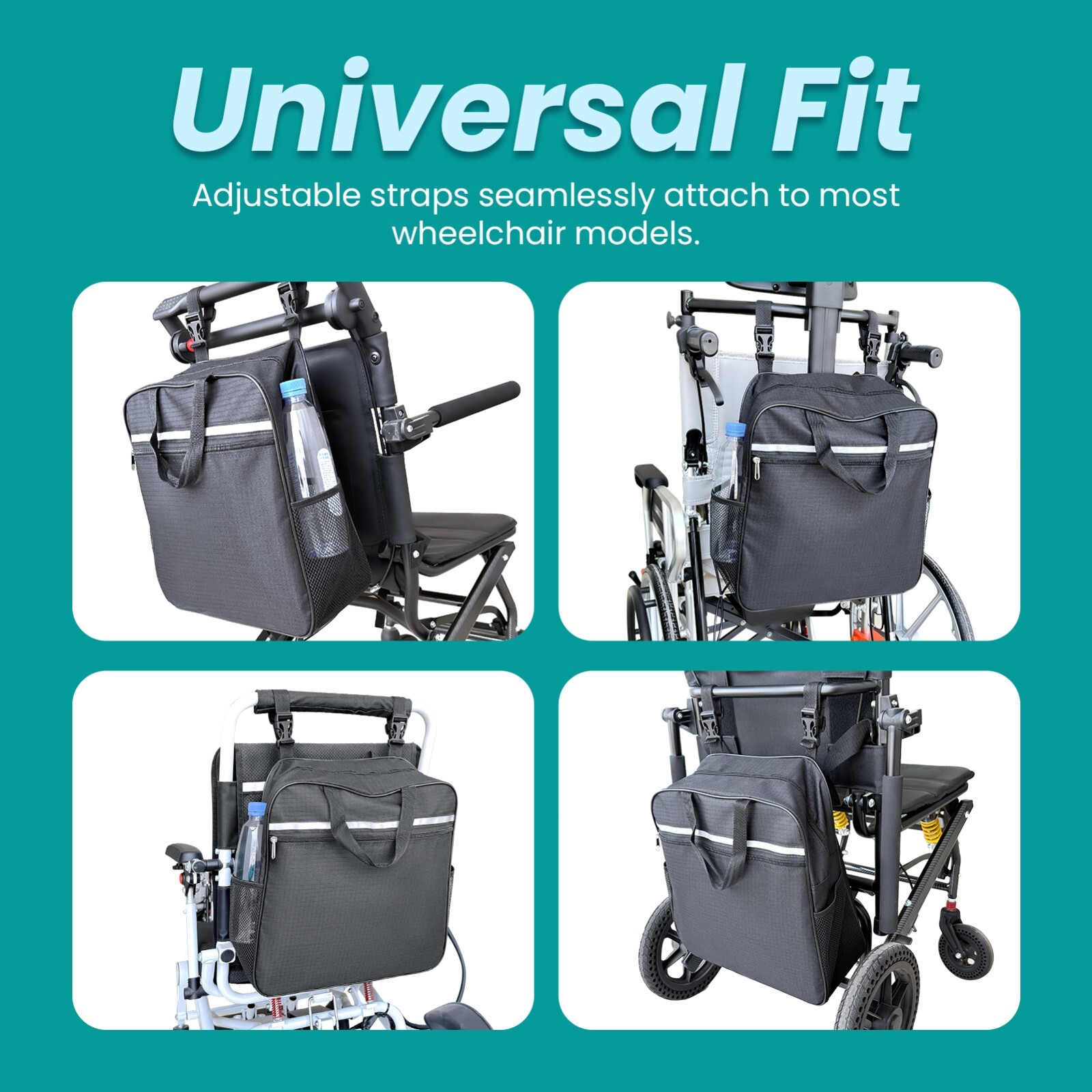 Large Capacity Backpack for Wheelchairs and Mobility Scooters, with Cup Holder