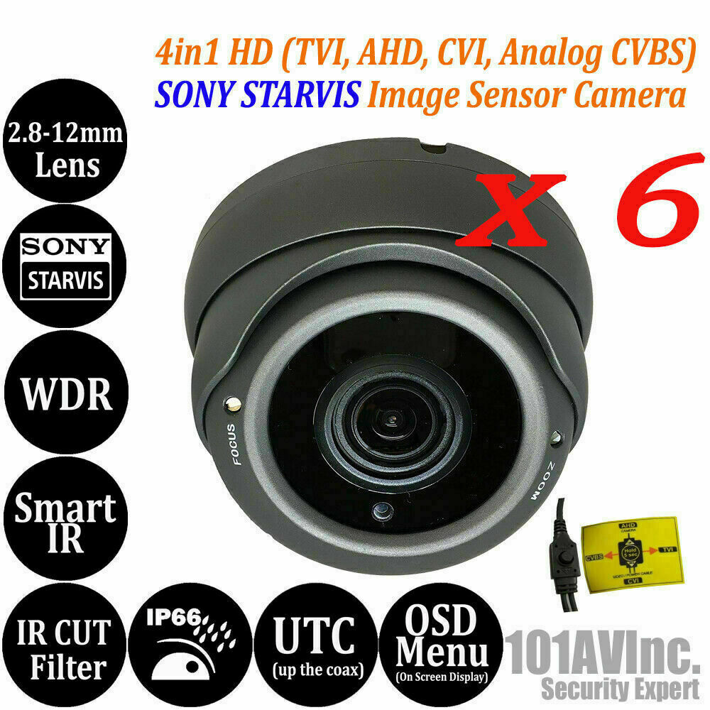 [6 PKG]1080P Security Camera 2.8-12mm Varifocal Lens Dome HD