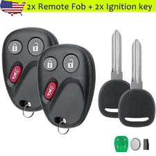 2  For 2002 - 2009 Chevrolet Trailblazer GMC Envoy Remote Fob +  Ignition Key
