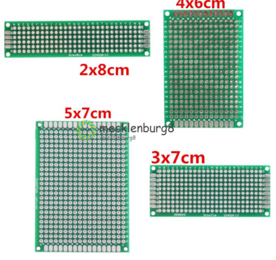 4Pcs FR4 Double Side Prototype PCB Tinned BreadBoard 5x7 4x6 3x7 2x8CM Each 1PC