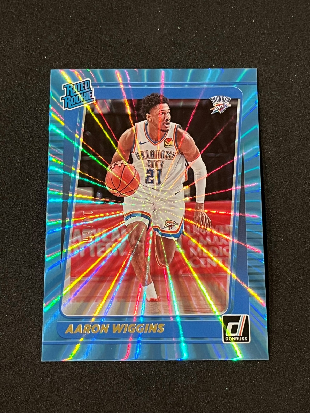 2021-22 Panini Donruss Aaron Wiggins Rated Rookie Light Blue Holo Laser /60 #241