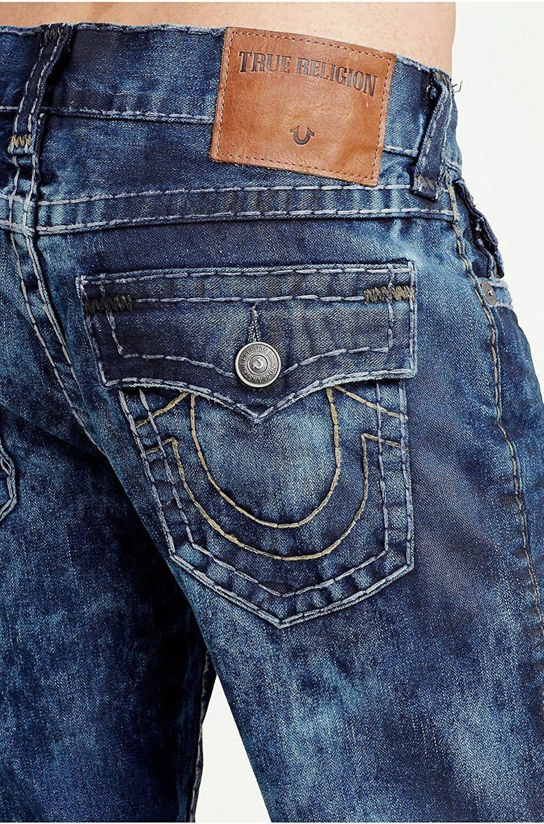 $348 NWT TRUE RELIGION Sz33 RICKY STRAIGHT W/FLAP SUPER T JEANS