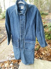 Vintage 80s 90s 3/4 Sahara Club Denium Trench Jean Jacket Size Sm Cotton