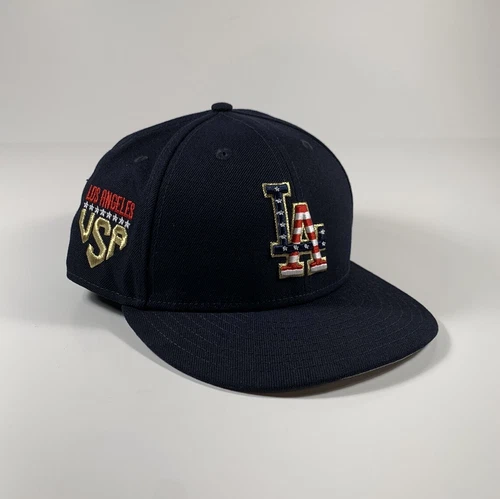 NEW ERA Los Angeles Dodgers 4th of July USA 59Fifty MLB Hat Navy Blue Sz 8 *NEW*