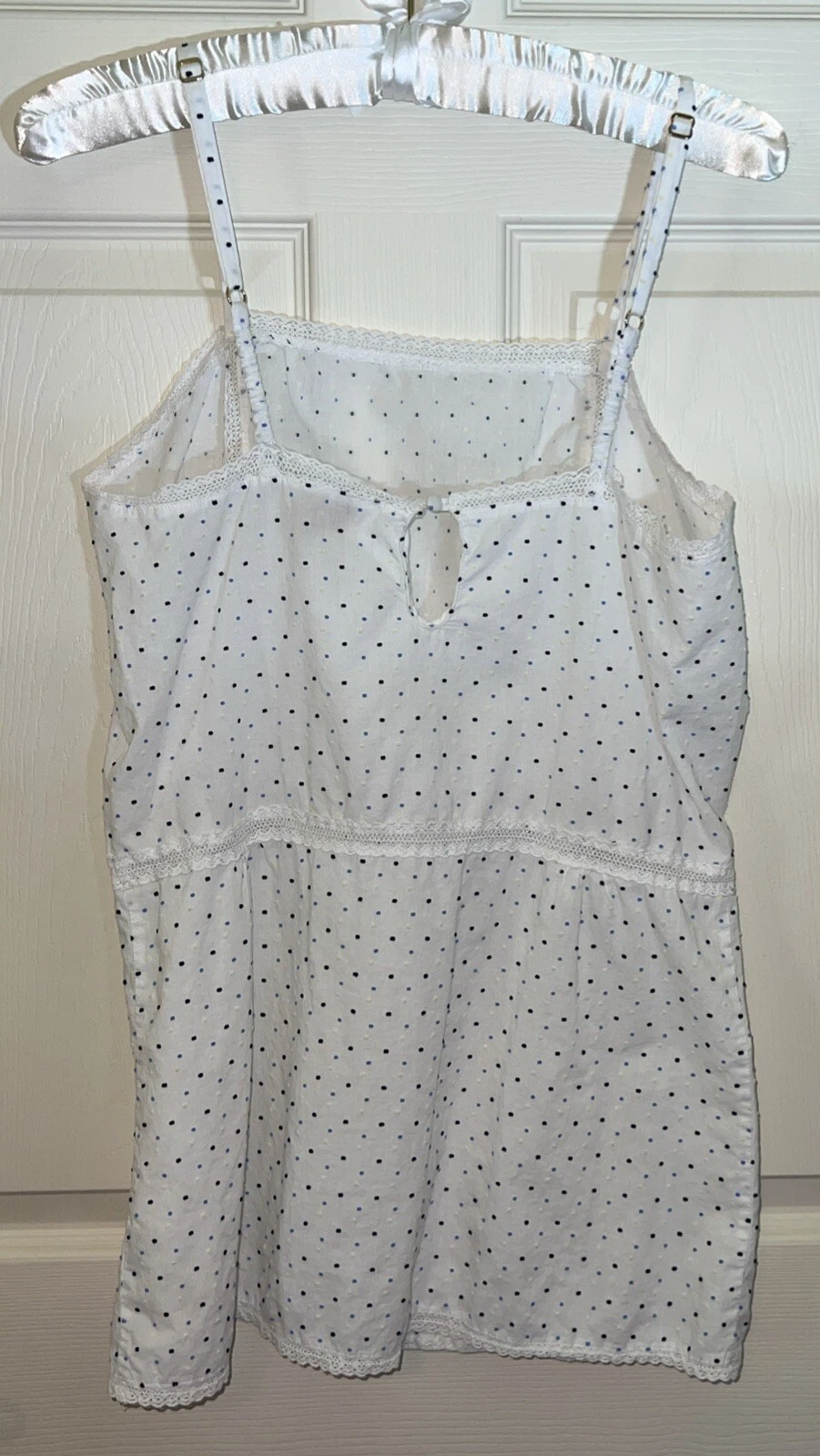 Kate Spade pigiama camicia da notte bianca a pois donna S 100% cotone