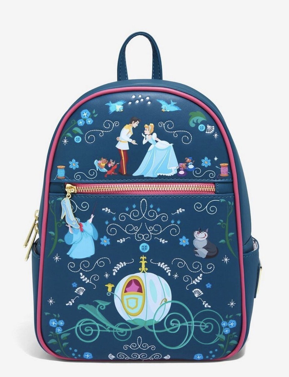 Loungefly Disney Cinderella Castle Series Navy Blue Embroidered Mini Backpack Disney Cinderella Castle Loungefly Mini Backpack Navy main image 3
