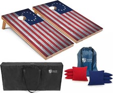 Set of 4'x2' Betsy Ross American Flag Cornhole Boards With 8 Cornhole Bags