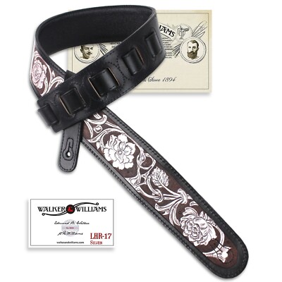 Walker & Williams LHR-17-SIL Premium Bourbon Carving Leather With Silver Flowers