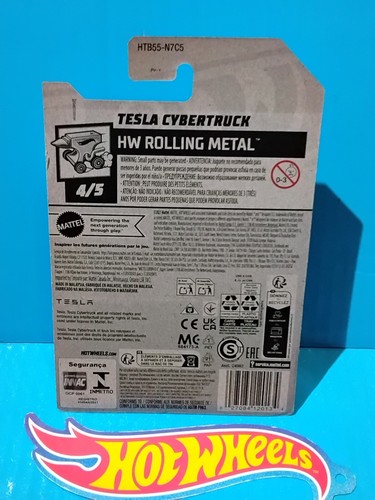 2024 HOT WHEELS Q CASE TESLA CYBERTRUCK #246 SILVER ZAMAC ROLLING METAL EV - Picture 7 of 7