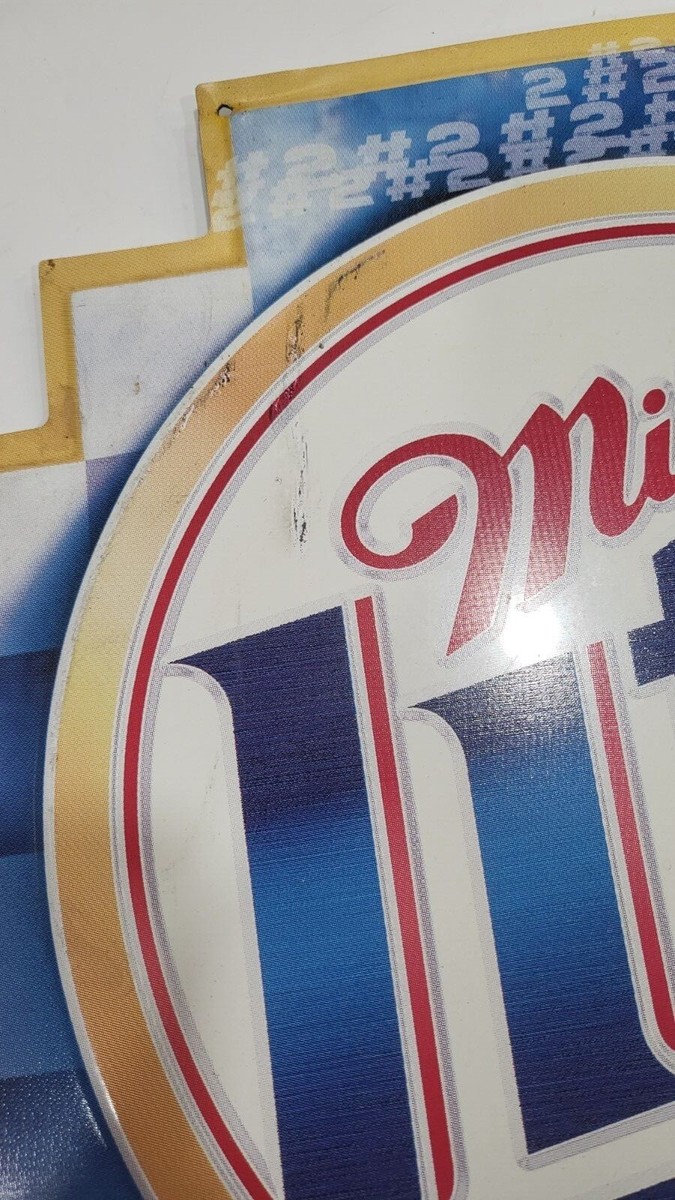 Large Miller Lite metal tin Beer Sign Rusty Wallace #2 Ford NASCAR