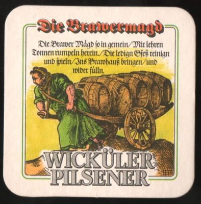 Old beer mat Wicküler Wuppertal Brawermagd * bd273a