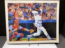 DARYL STRAWBERRY AUTOGRAPHED 9X11 PRINT BY MICHAEL TAYLOR L A DODGERS