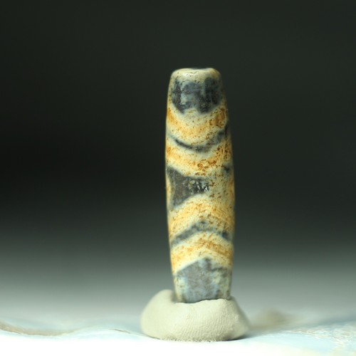 Ancien pendentif amulette tibétain perles d'agate Dzi "rayures" du Tibet 43189 - Photo 4/5