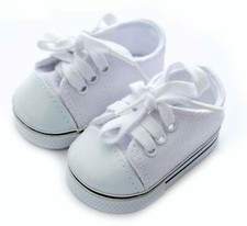 Zapatillas deportivas blancas de caña baja hechas para ropa de muñeca American Girl de 18"