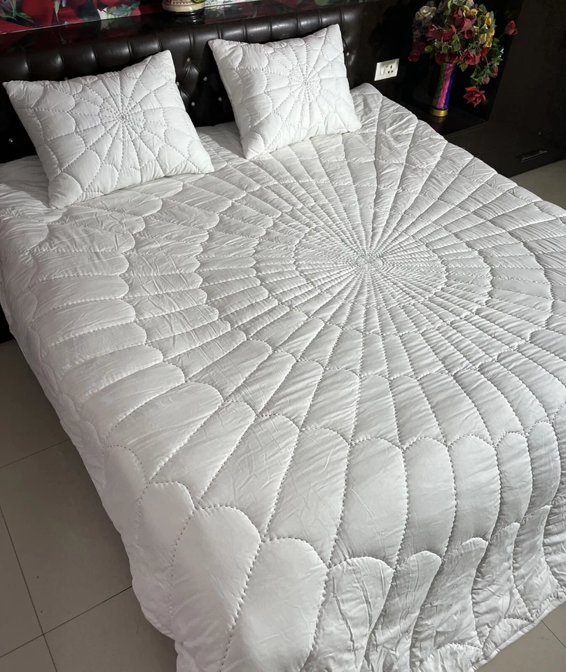 Blanco Algodón Edredón King Algodón Manta Algodón Edredón Queen Juego de Ropa de Cama Foto 4 de 4