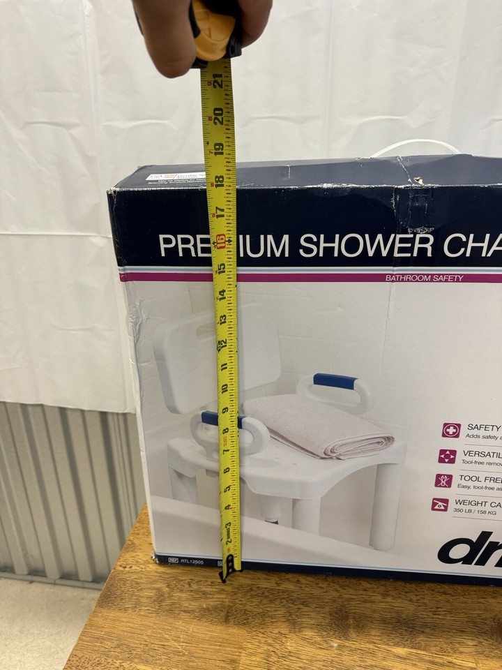Drive Medical Premium Shower Chair WITH Back and Arms Rtl12505 RTL 12505 eBay