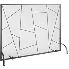 VEVOR 906x720MM Fireplace Screen 1-Panel Iron Mesh Spark Guard Modern