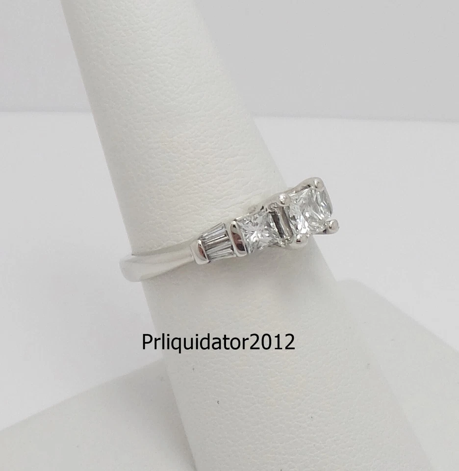 1CT Natural Princess Diamond Anniversary Engagement Wedding Ring 14K White Gold - Image 2 of 4