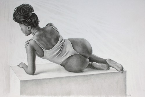 ORIGINAL black female nude graphite pencil realism portrait drawing fine art a3 - Picture 21 of 21