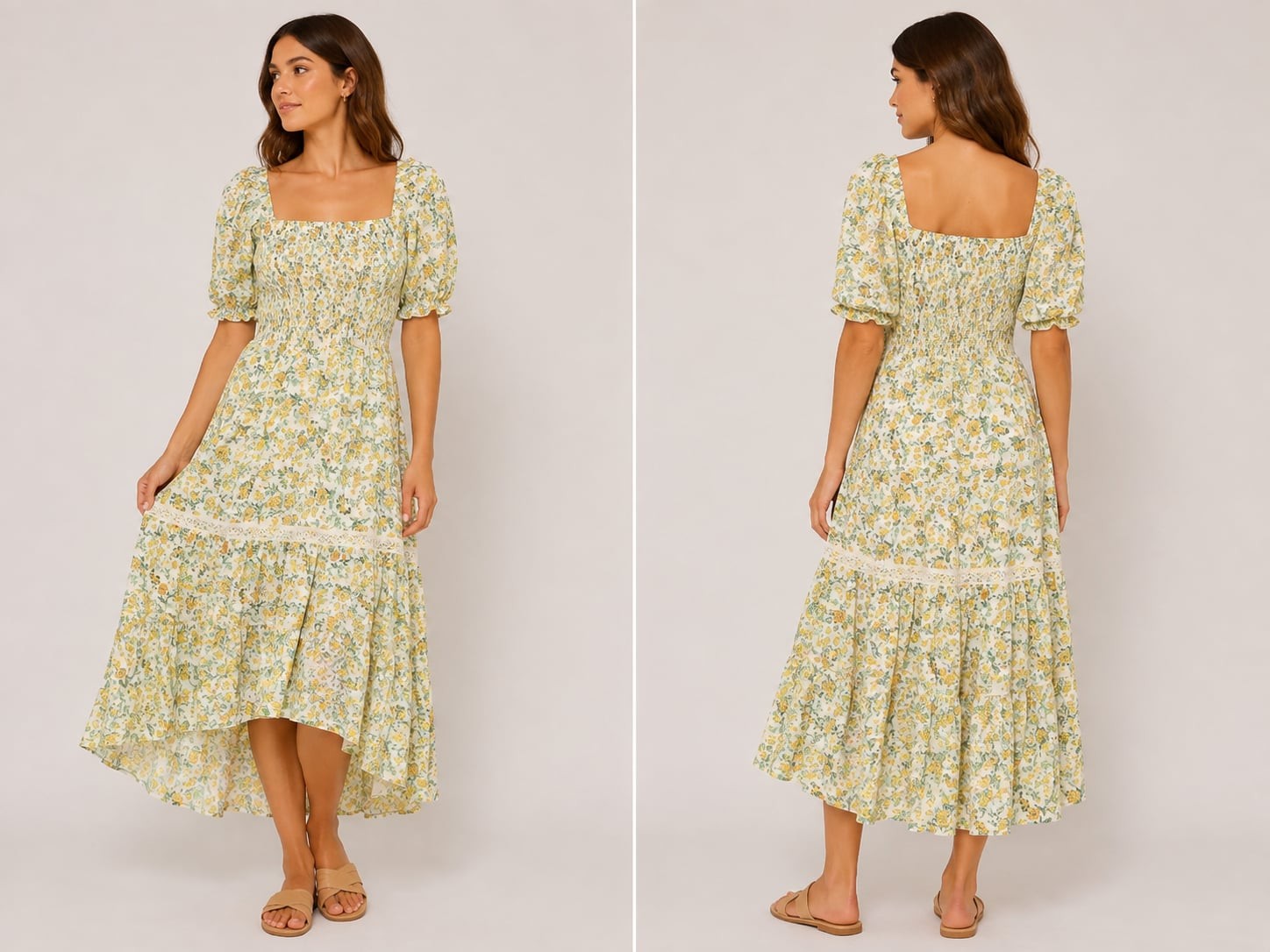 Cottagecore floral midi dress 🌼💛 New Medium