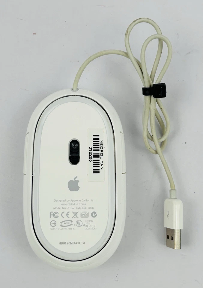 Apple A1152 USB Wired Mighty Mouse MB112LL/B - 19" Cable - TESTED - Image 4 of 4