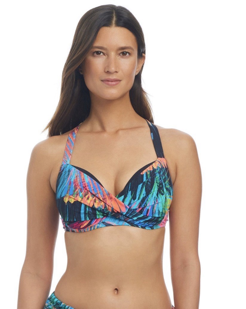 Bleu by Rod Beattie Women's Printed Twisted Underwire Bikini Top Multi, Sz-34DD
