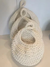 Lot of 3 Size Woven Cotton Hanging Wall Basket Handmade Boho Storage Basket