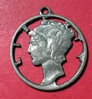 1916-1945 US Mercury SILVER Dime Jewelry "Cut Out" Nice Artistry Old US Coin!