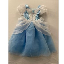 Disney Store Cinderella Princess Costume Dress Blue Sequin Girls Size 4 4T