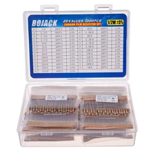 BOJACK 1000 Pcs 25 Values Resistor Kit 1 Ohm-1M Ohm with 5% 1/2W Carbon Film Res