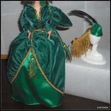 OUTFIT BARBIE DOLL SCARLETT O HARA GONE WITH THE WIND GREEN VELVET DRESS  HAT