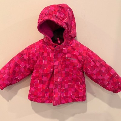 Columbia Girls Pink Geometric Hooded Winter Jacket 12-18 Months SN0209