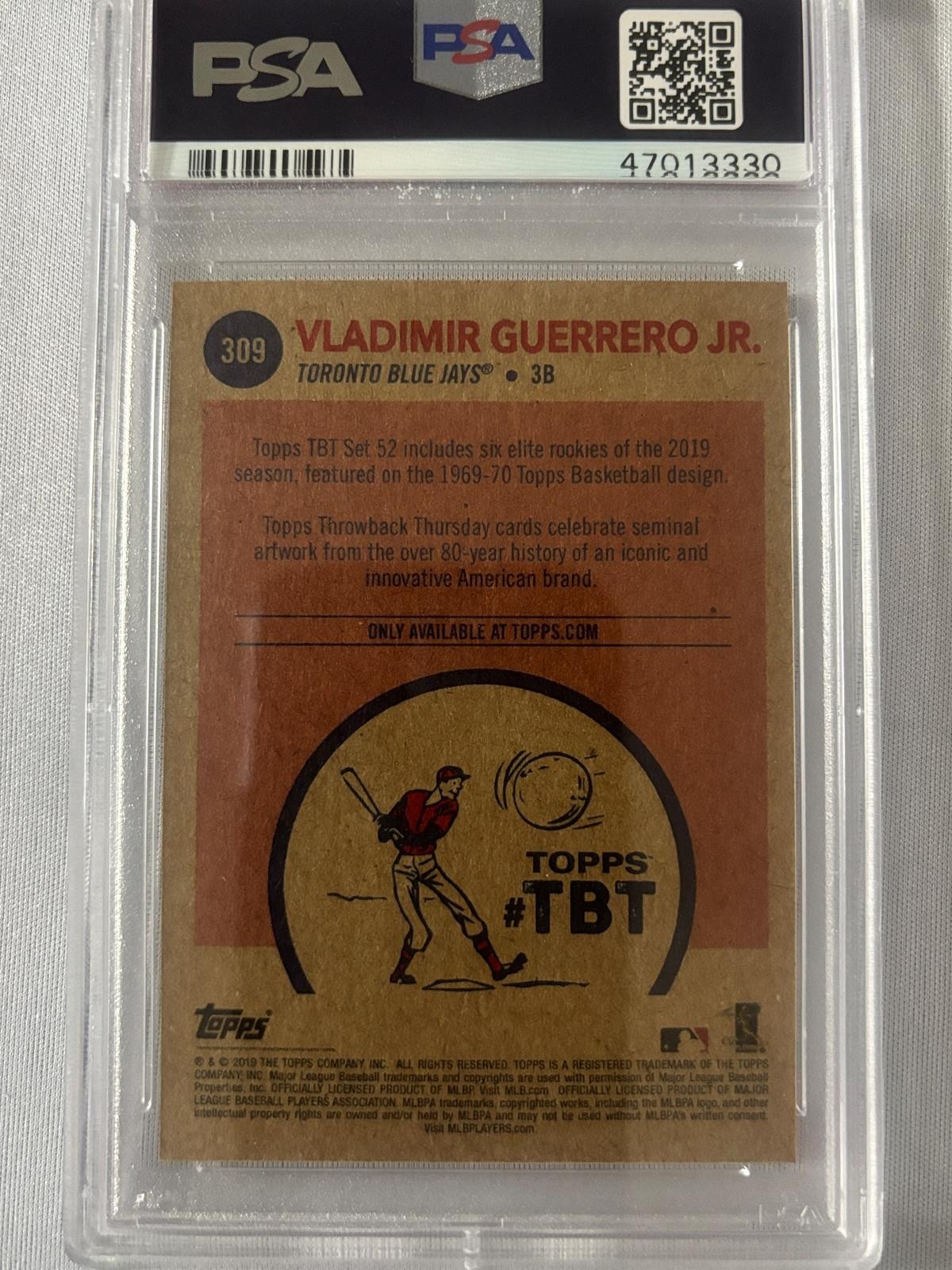 2019 Topps Throwback Thursday #309 Vladimir Guerrero Jr. PSA 10 view 2