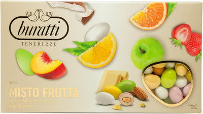Buratti Konfetti mit Fruchtfüllung, verschiedene Geschmäcker, Zartheiten Fruchtmischung