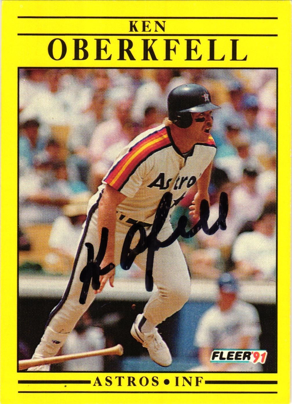 KEN OBERKFELL #511 Signed 1991 Fleer MLB Baseball Card AUTO ASTROS