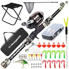 Kids Fishing Pole - Rod Reel Combo Tackle Box Starter Set - First Year Small ...