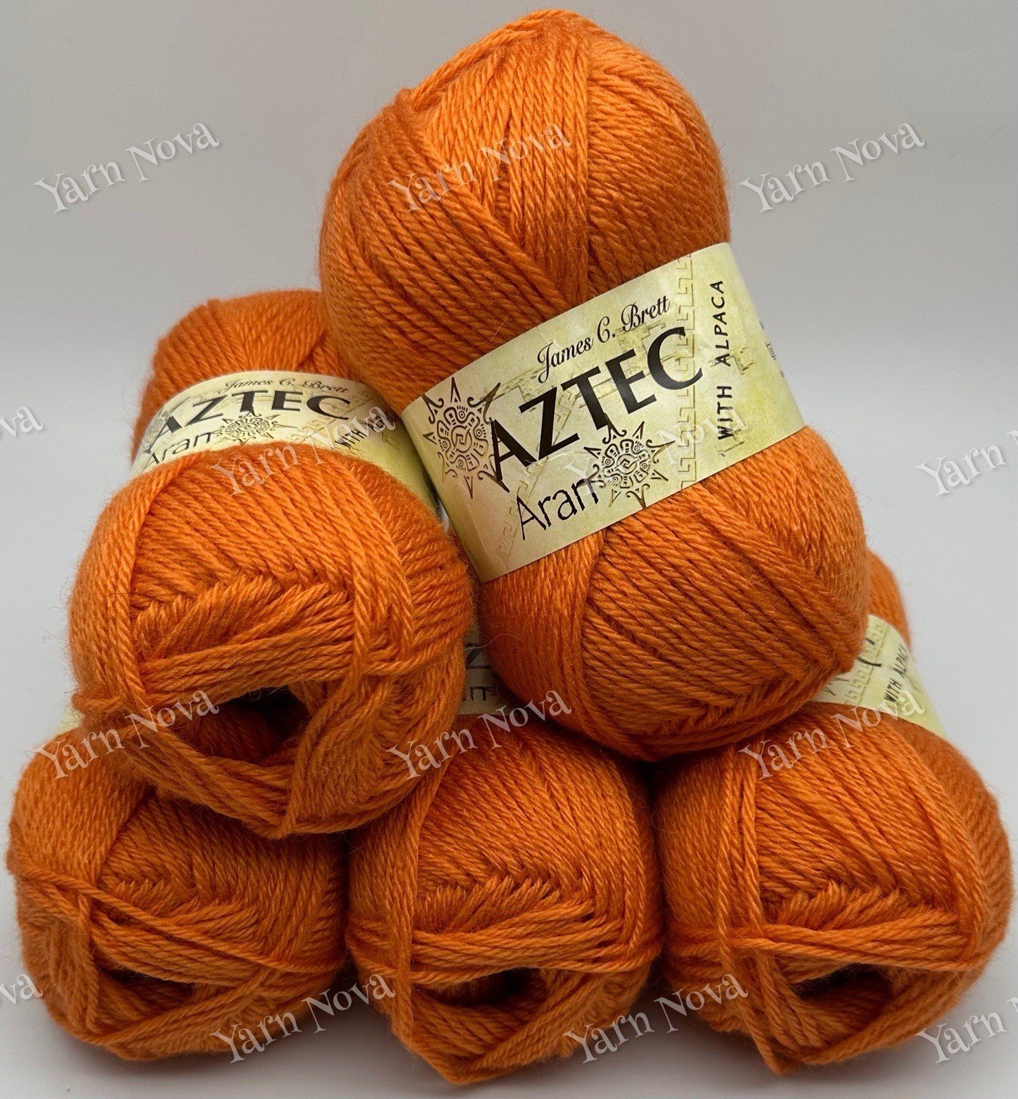 James C Brett Aztec Aran Knitting Crochet Yarn Wool 5x100g Balls - AL24 Pumpkin