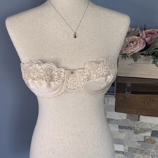 Vintage 1980s Maidenform Chantilly 34B Strapless Bra White Lace 7345